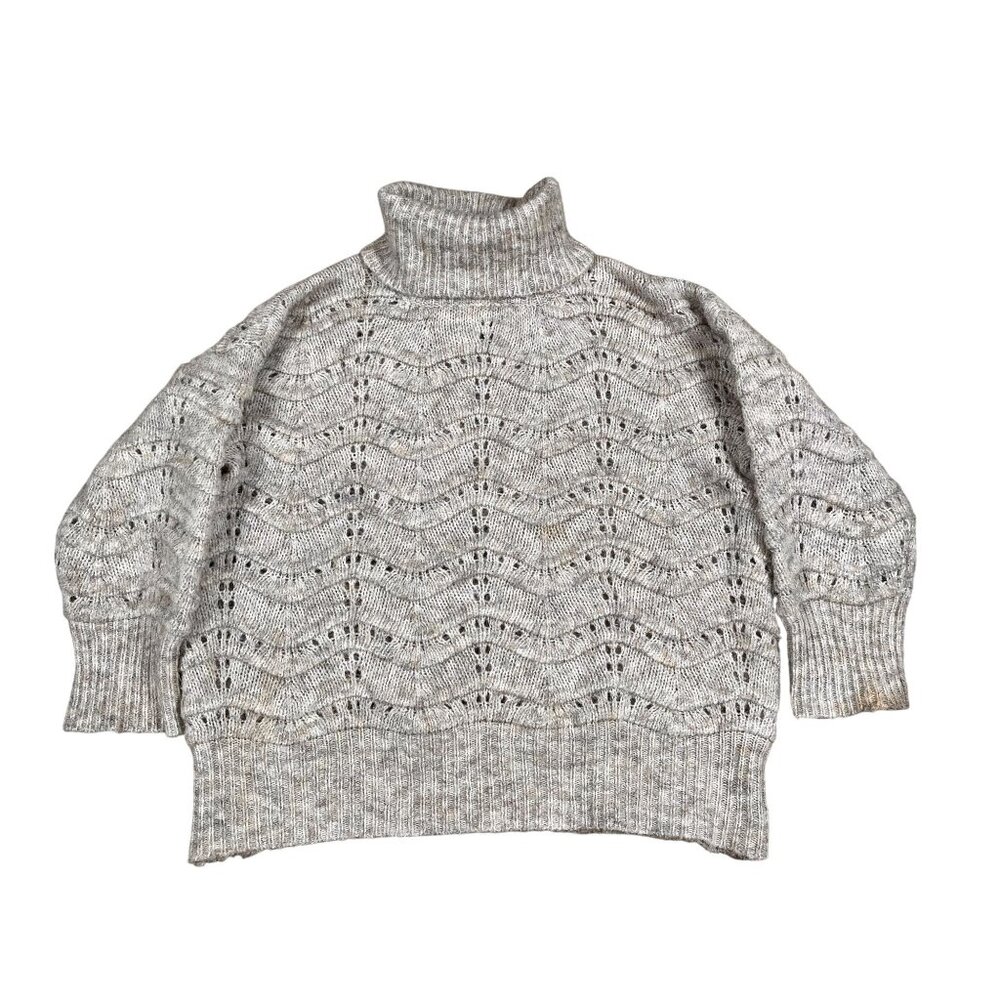 Frnch Paris‎ Sweater Womens Medium Beige Chunky Oversized Turtleneck